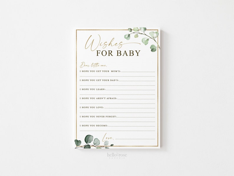 Wishes for Baby Card . Baby Shower Printable Well Wishes Cards Etsy