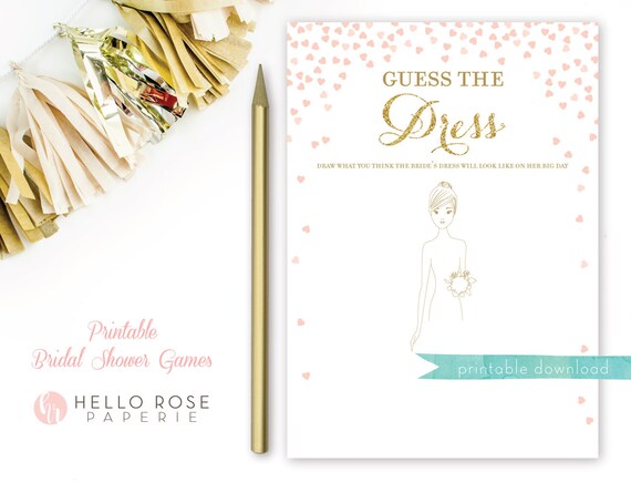 Guess The Dress Bridal Shower Game Draw The Wedding Dress Etsy