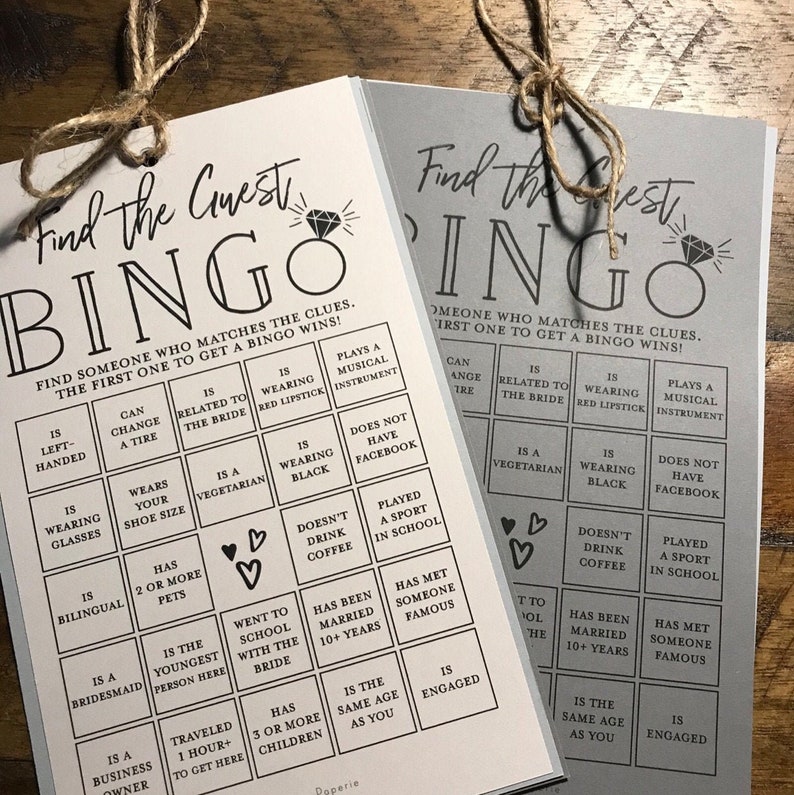 Find the Guest BINGO Printable Bridal Shower Game . Fun Icebreaker . Kraft Minimalist Black White . Wedding Engagement . Instant Download image 7