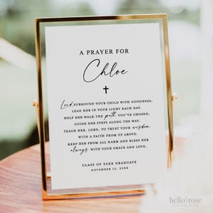 PRINTED + SHIPPED Graduation Prayer Personalized Sign, Graduation Party Decor, Bible Graduation Guestbook, Modern Minimalist 8x10 5x7