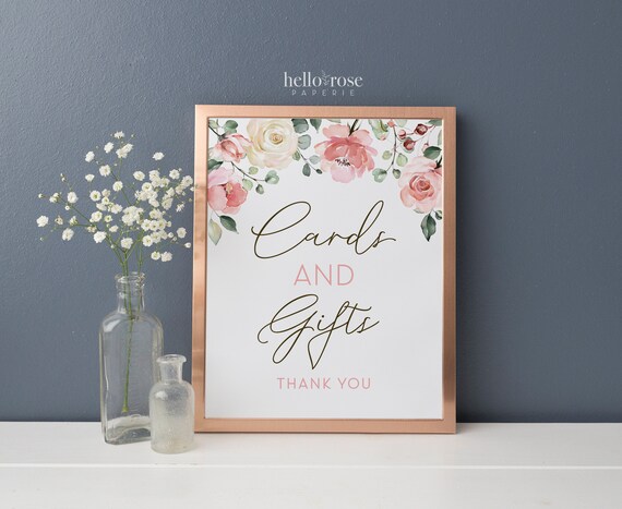 Cards and Gifts Printable Table Sign 8x10 . Floral Watercolor | Etsy