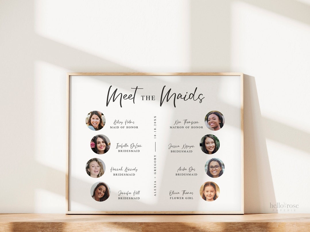 Meet the Maids PRINTABLE Sign . Personalized Bridal Party . Bridesmaids ...