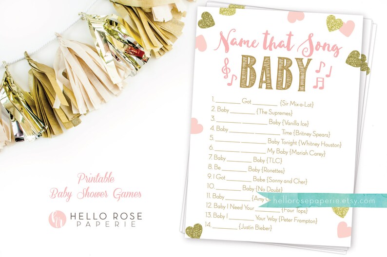 Name That Song Baby Name The Tune Baby Shower Game Etsy