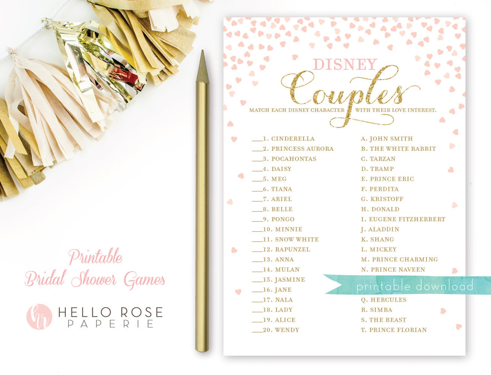 Disney Love Quotes Bridal Shower Game . Disney Movie Quotes . Etsy