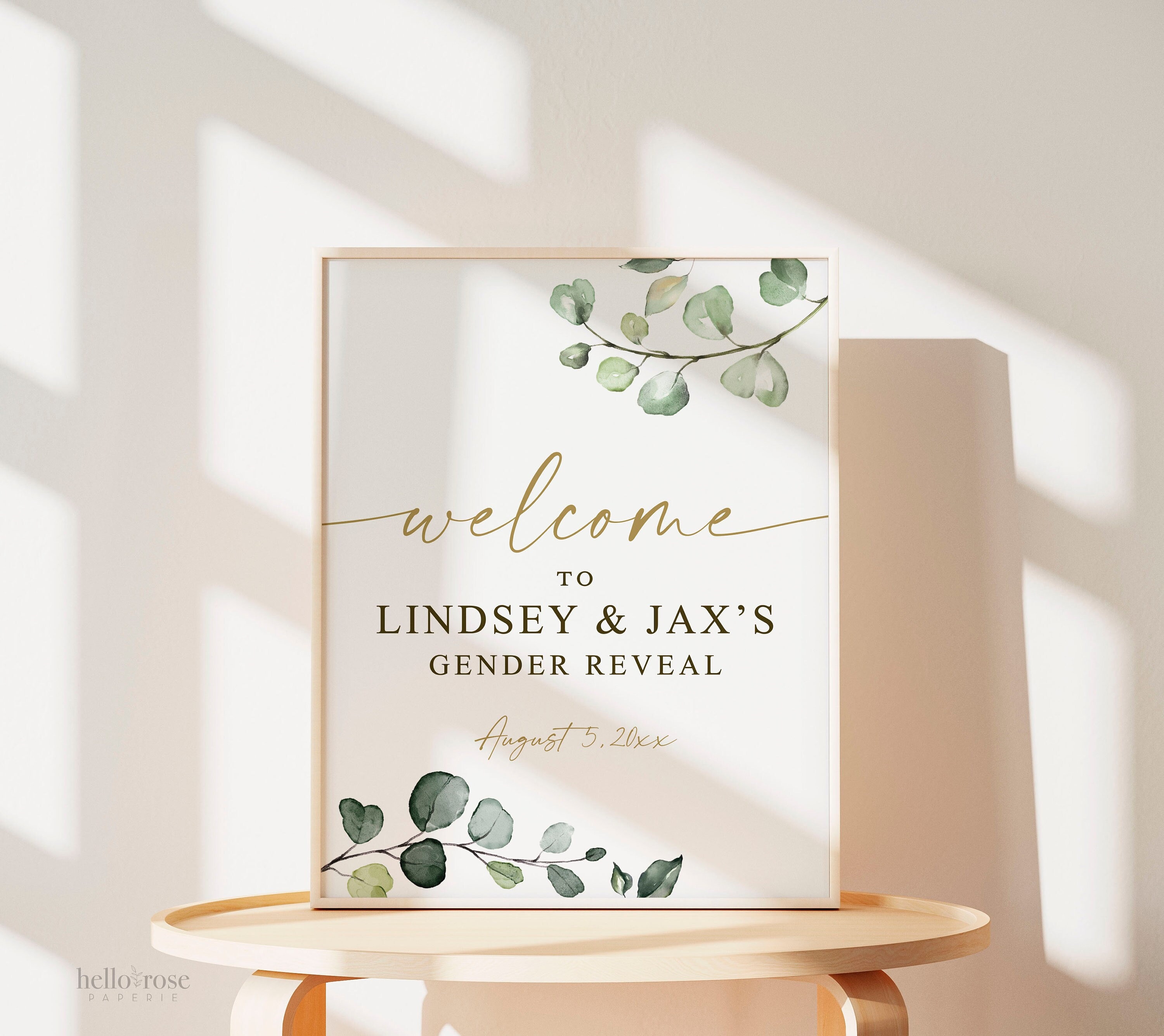 Gender Reveal Welcome Sign Printable Baby Reveal Party Welcome Poster Board  EDITABLE TEMPLATE Smoke Blue Pink Gold Decor 24x36 Download P16 