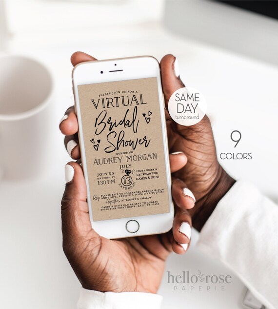 Virtual Bridal Shower Invitation . Quarantine Social Distance Etsy