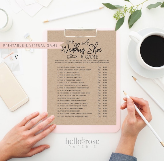 The Wedding Shoe Game . Virtual Printable Bridal Wedding - Etsy