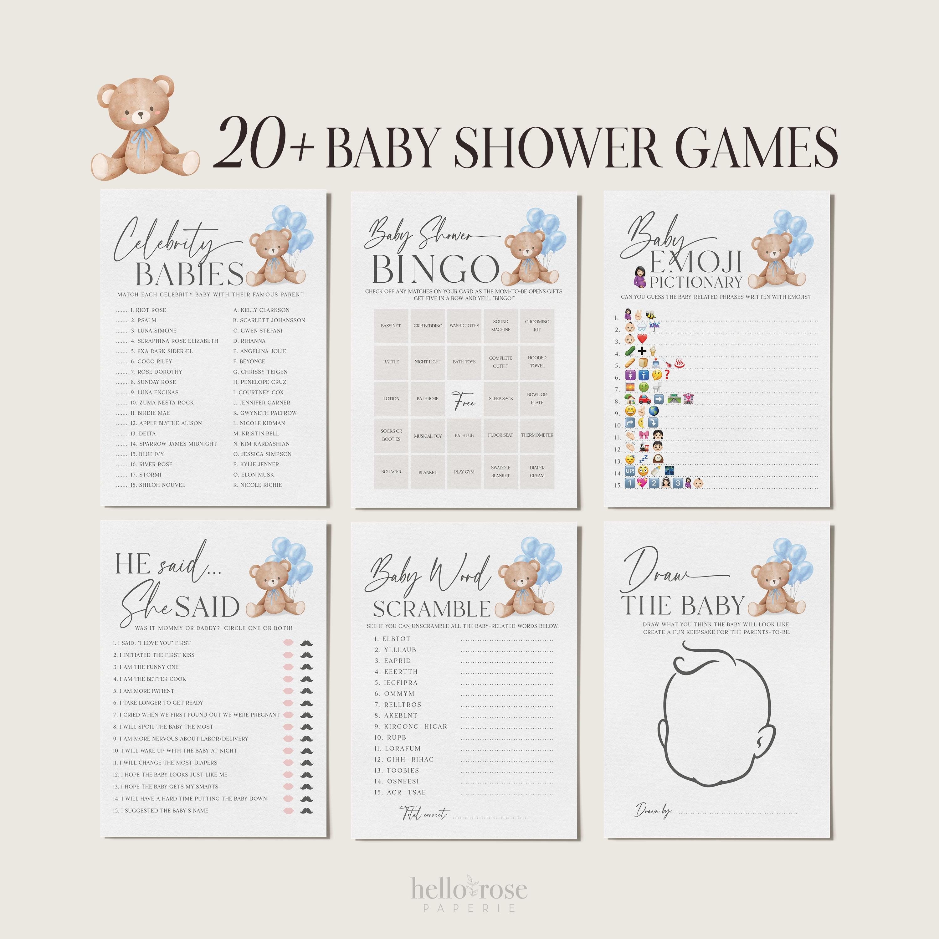 Bear Bundle of 20+ Baby Shower Games . Teddy With Blue Balloons, Boy ...