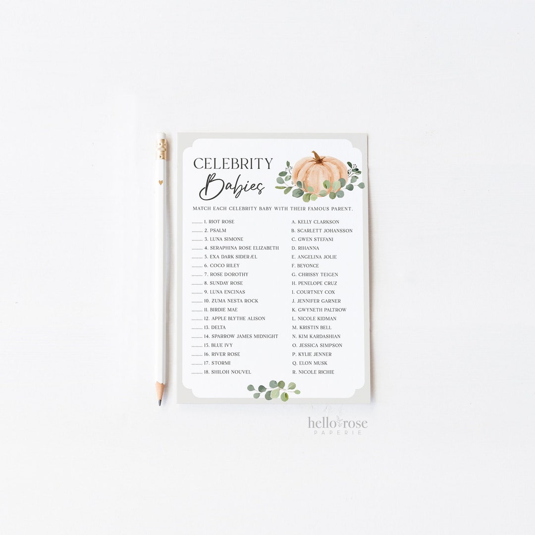 Celebrity Babies Baby Shower Game Template . Little Pumpkin With