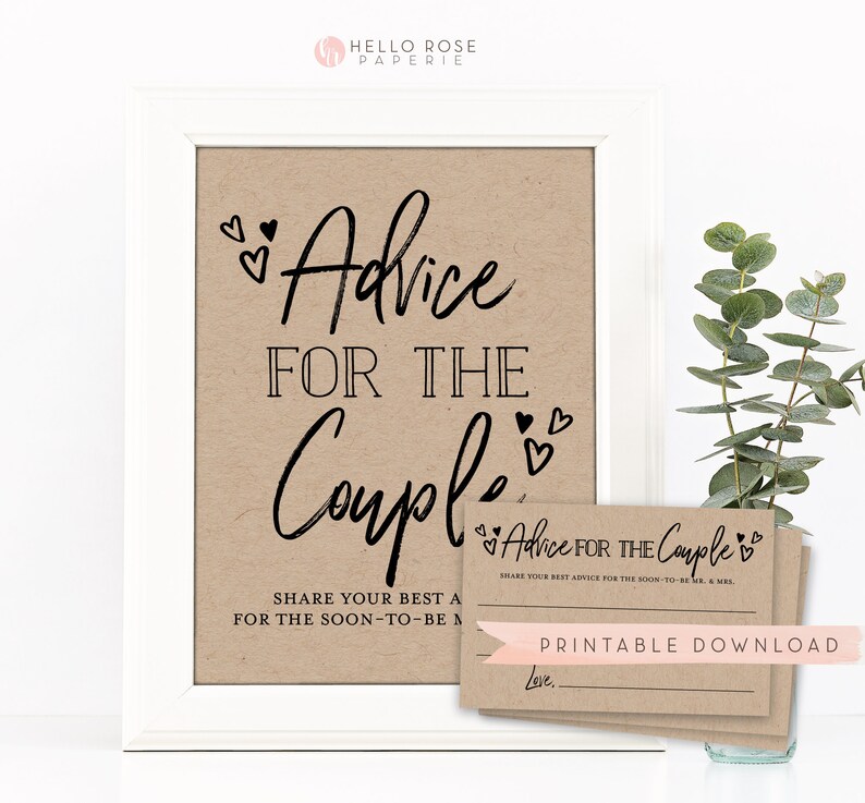 Advice for the Couple Printable Kraft Sign Cards . Bridal - Etsy