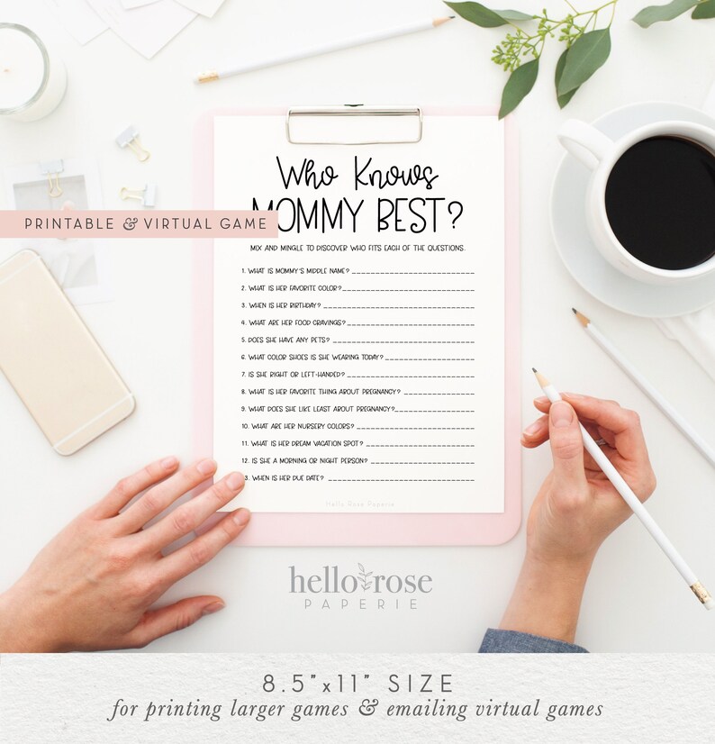 Who Knows Mommy Best Baby Shower Game . Icebreaker Virtual and Etsy