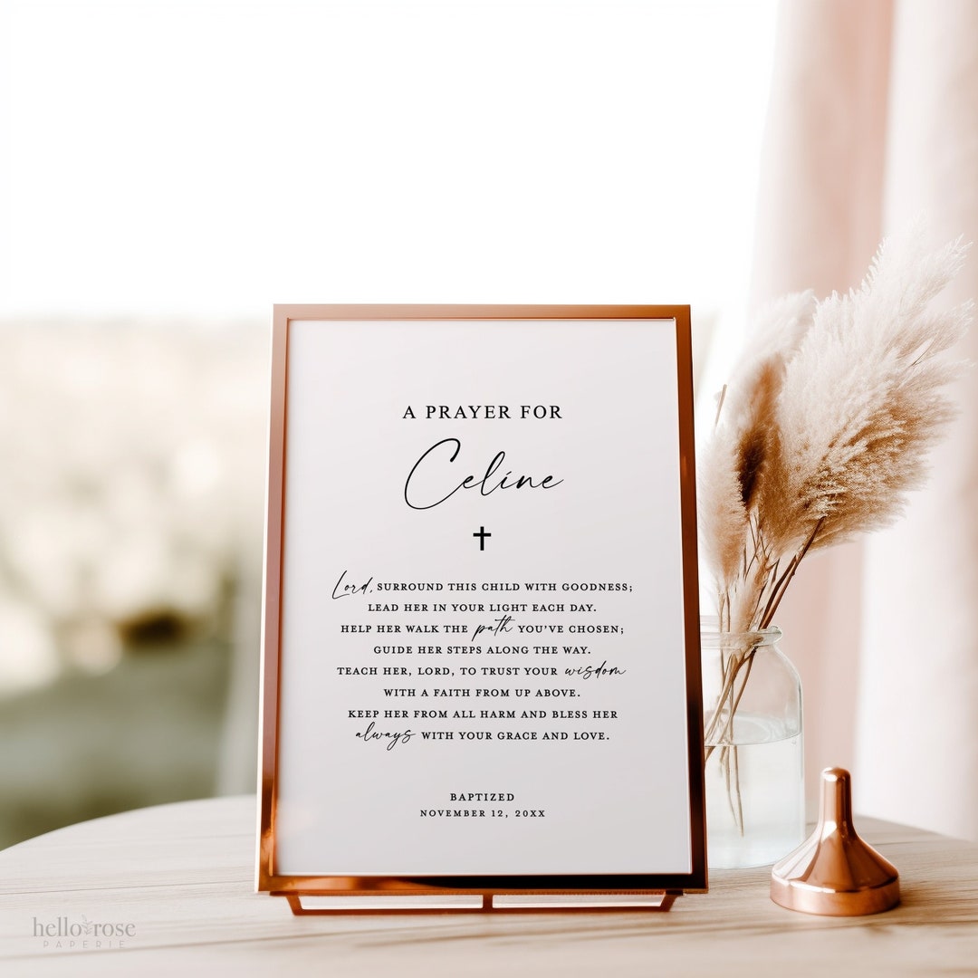 A Prayer for Child Baptism Personalized . Christening Religious ...