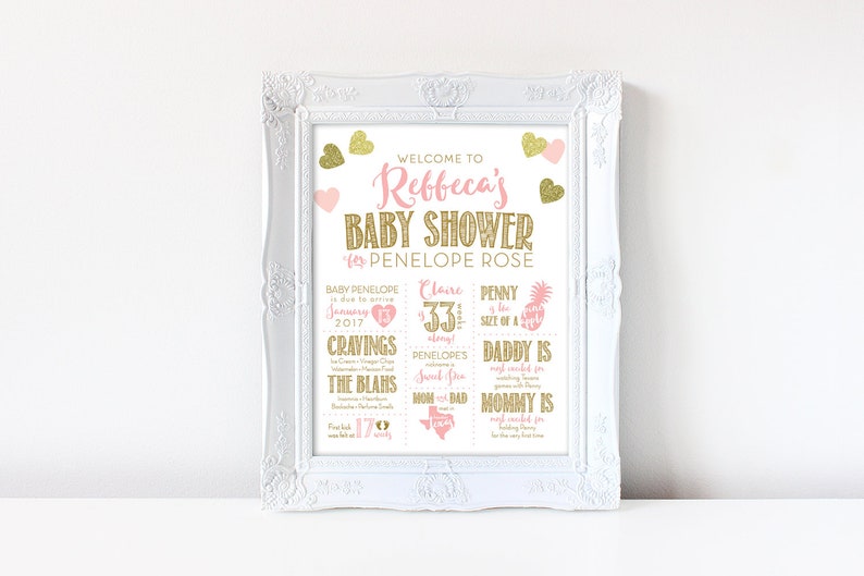 Gift List Printable . Baby Shower Gift List . Pink and Gold Etsy
