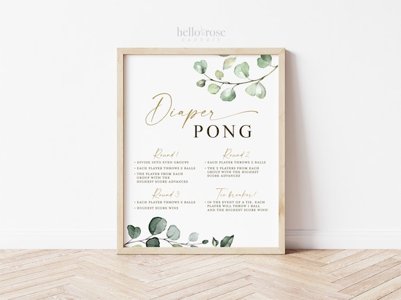 Diaper Pong Printable Baby Shower Game Sign With Rules . Fun - Etsy ...