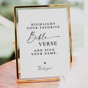 PRINTED SHIPPED Highlight Your Favorite Bible Verse Guestbook Sign, Bible Guest Book Sign Wedding Graduation Baby Bridal Shower . 8x10 5x7