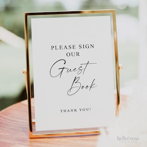 PRINTED SHIPPED Please Sign Our Guest Book Sign Wedding Bridal Baby Shower, Please Sign the Guestbook, Modern Minimalist 8x10 5x7