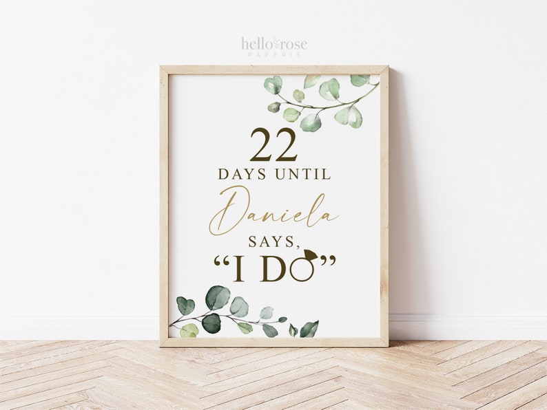 Days Until She Says I Do Personalized Countdown Sign . Bridal - Etsy