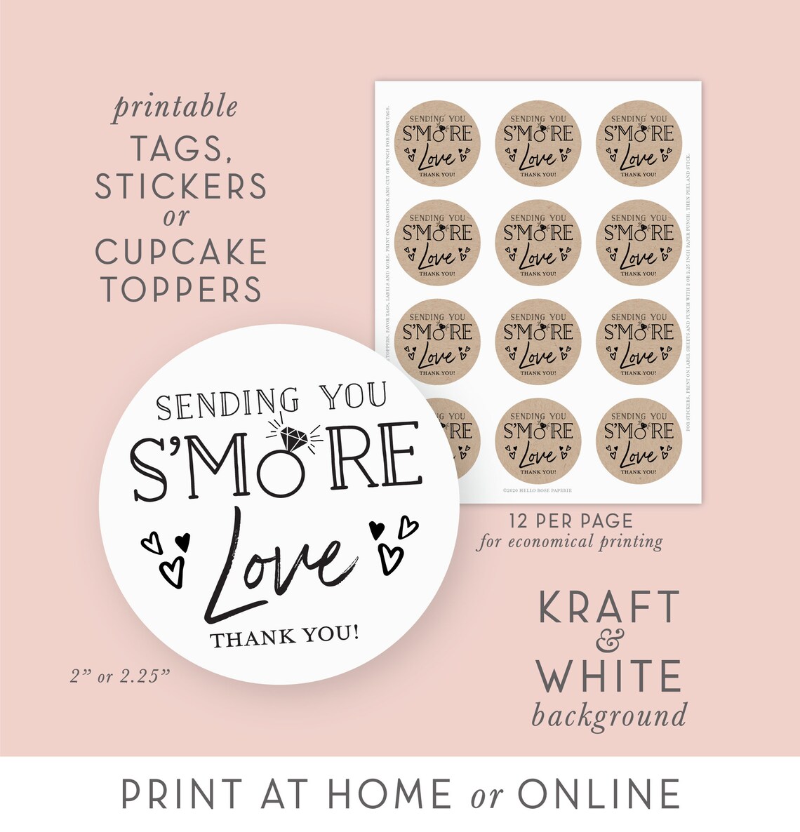 PRINTABLE S'more Love Treat Favor Tags . Bridal Wedding - Etsy