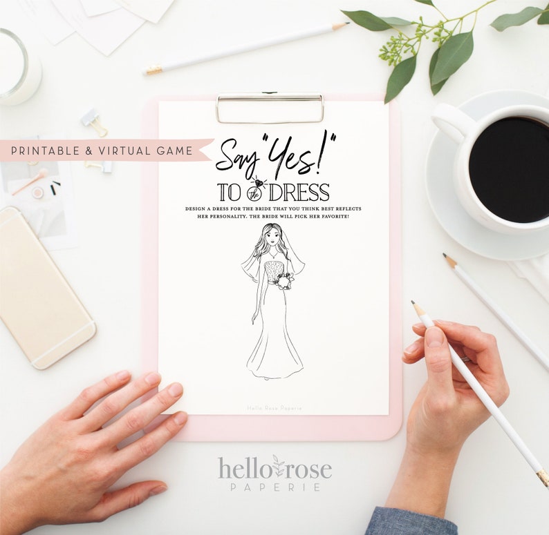 Say Yes to the Dress Virtual Printable Bridal Shower Game