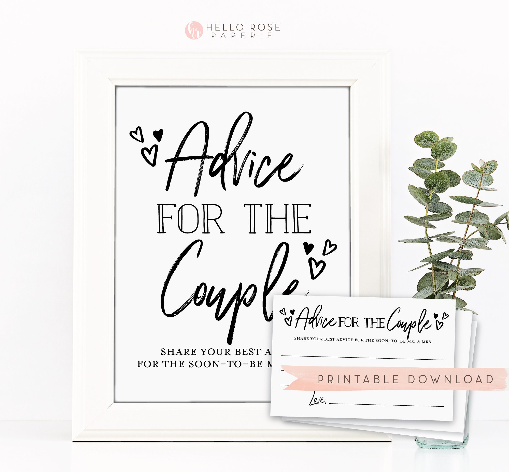 Advice for the Couple Printable Kraft Sign Cards . Bridal - Etsy