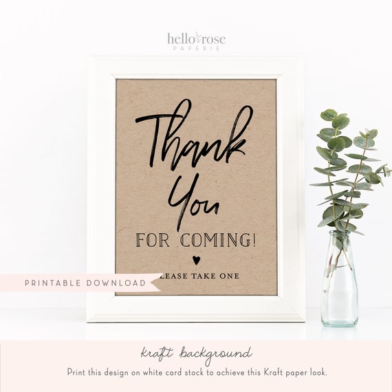 Thank You for Coming Please Take One Printable Sign . Favors - Etsy