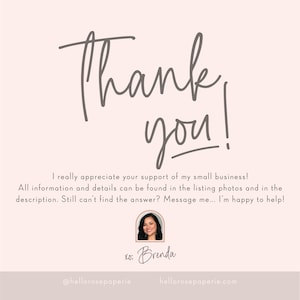 May include: Thank you! I really appreciate your support of my small business! All information and details can be found in the listing photos and in the description. Still can't find the answer? Message me... I'm happy to help! @hellorosepaperie Ko, Brenda hellorosepaperie.com