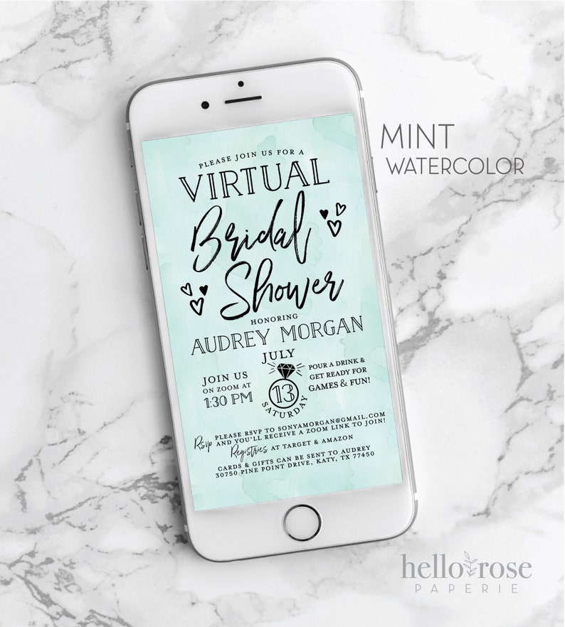 Virtual Bridal Shower Invitation . Quarantine Social Distance Etsy