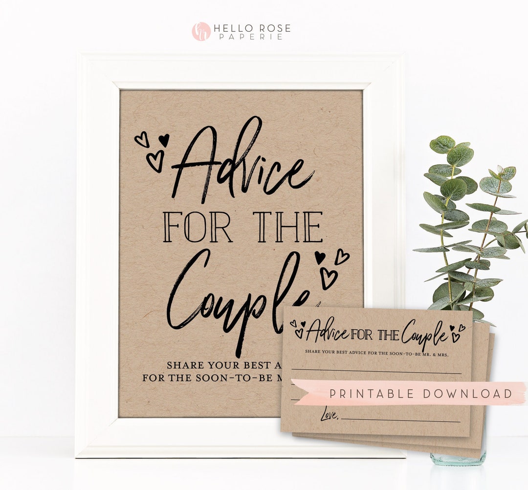 Advice for the Couple Printable Kraft Sign + Cards . Bridal Shower ...