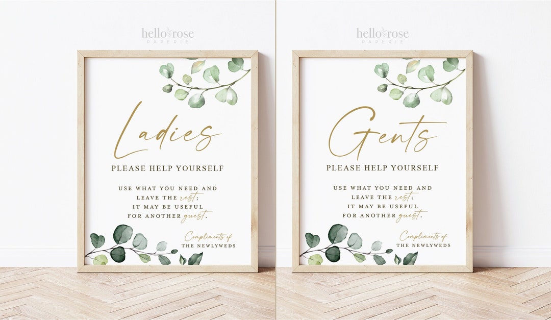 Free Printable Wedding Bathroom Basket Signs