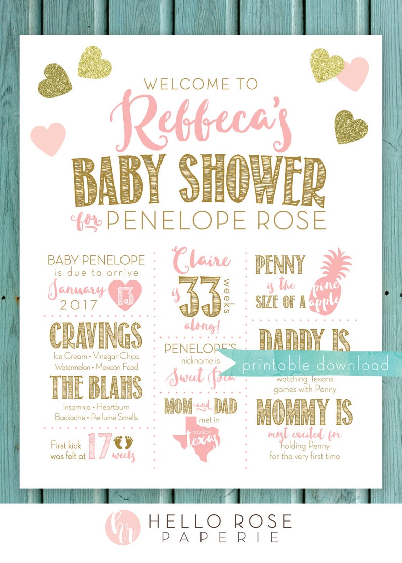 Baby Shower Board Printable Sign . Custom Milestone Baby Etsy