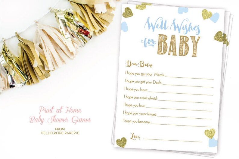 Baby Shower Crossword Puzzle Game Blue And Gold Printable Etsy