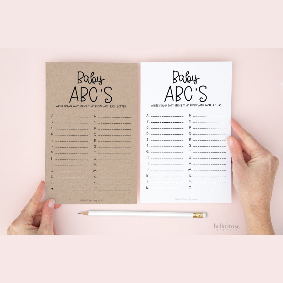 Baby Abc's Baby Shower Game . Baby Names Game . Boy Girl Neutral Game