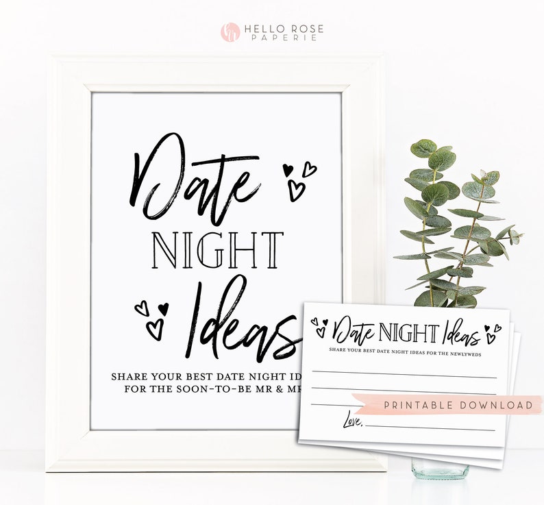 Date Night Ideas Printable Sign Cards . Bridal Shower . Hen Etsy