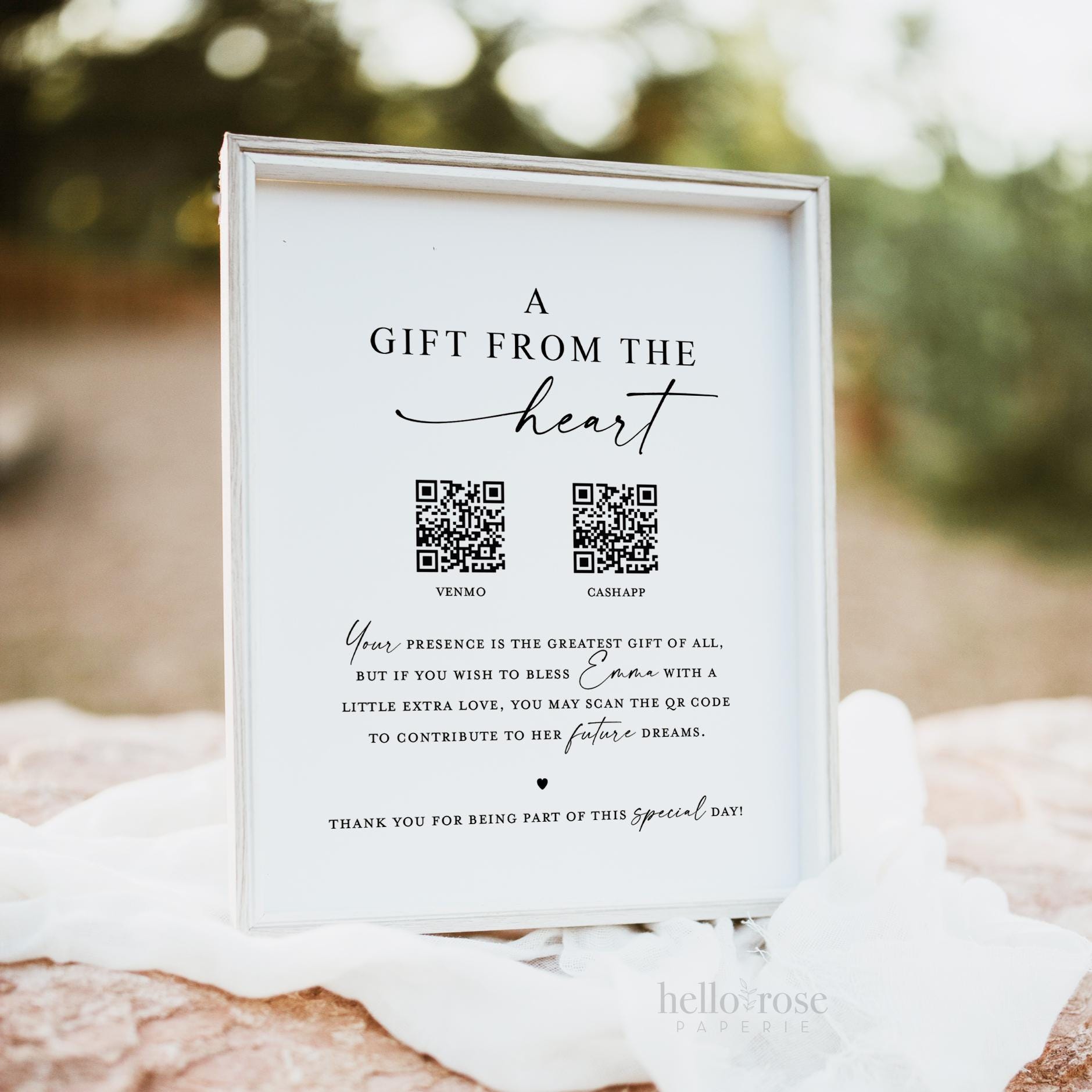PRINTED + SHIPPED Quinceanera QR Code Gift Fund Venmo Cashapp