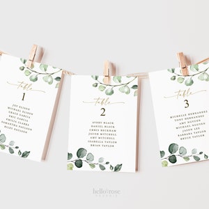 Zitplaatsentabel Tabelnummer Printabl-kaarten. Bruiloft verlovingsfeest bruids douche babyshower. Groen en goud. Digitale download G2