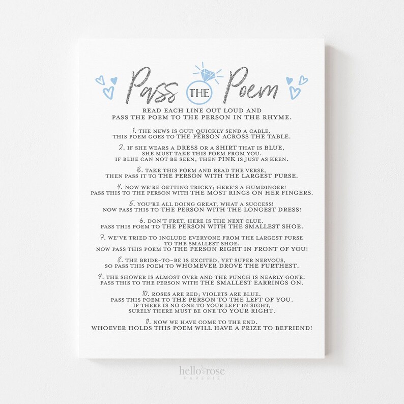 Pass the Poem Bridal Shower Printable Game . Bachelorette Hens Party . Wedding . Kraft Minimalist Black & White . Instant Download PDF K4 image 4