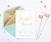 Printable Bridal Shower Invitation . Pink and Gold Invitation . Digital File Download . Printable . Pink hearts . Pink or Gold Glitter text 