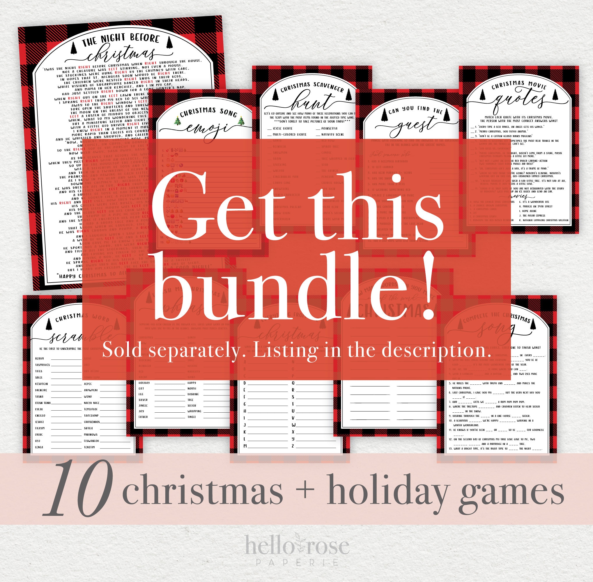 Christmas Charades or Pictionary Printable Game . 32 Cards . Holiday ...