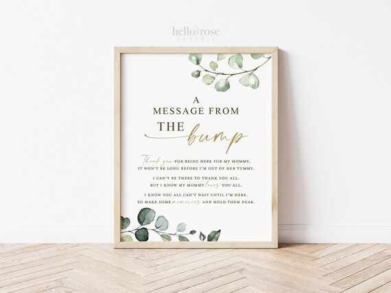 A Message From The Bump Printable Baby Shower Baby Bump Sign Etsy 