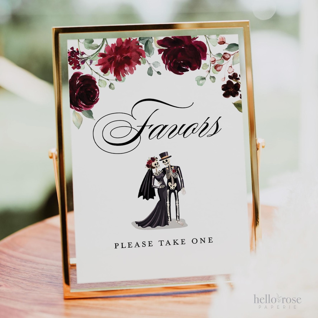Favors Please Take One Table Sign Printable, Halloween Skeleton Couple ...