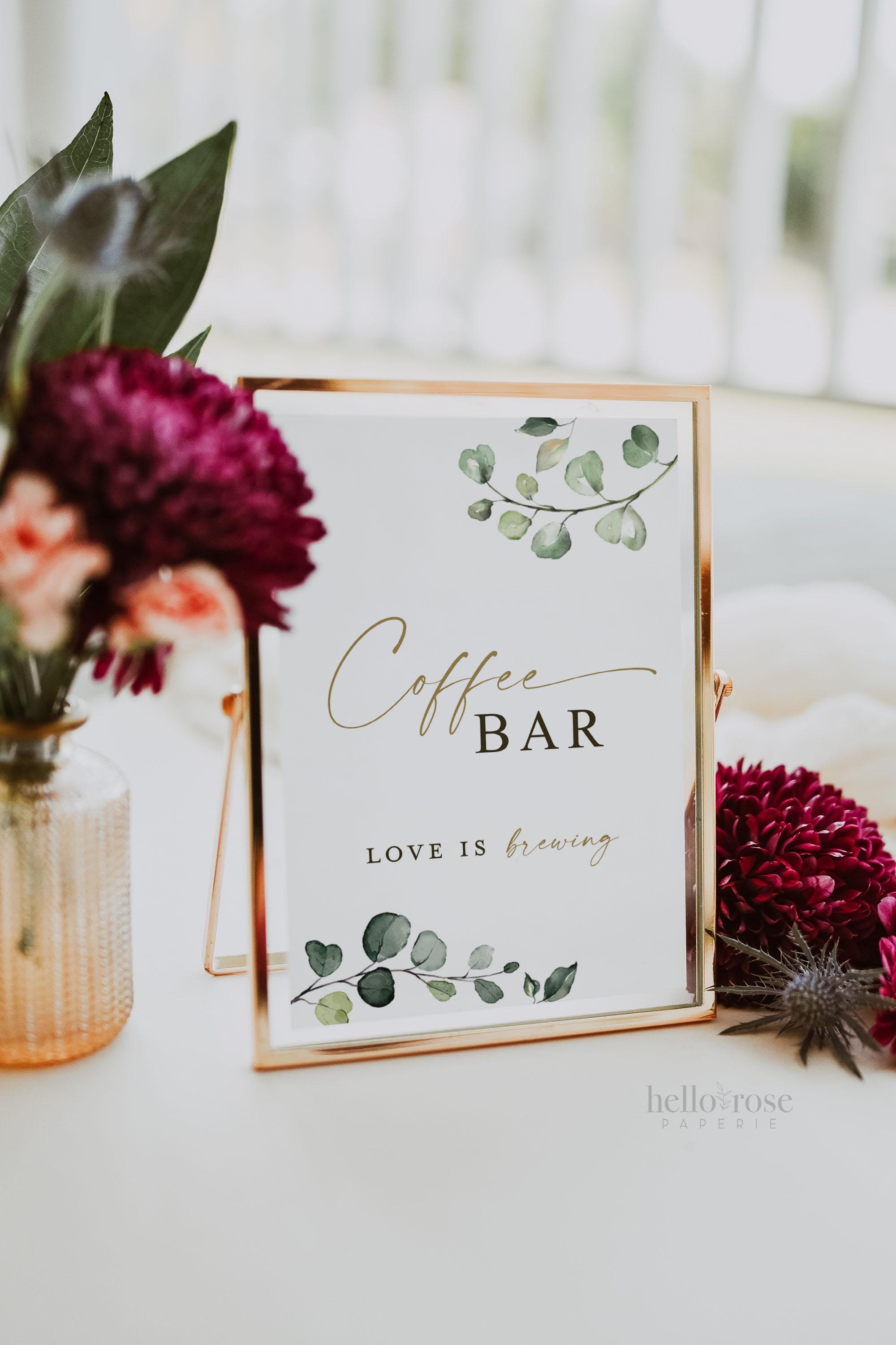 Coffee Bar Sign Printable . Greenery and Gold . Wedding Couples ...