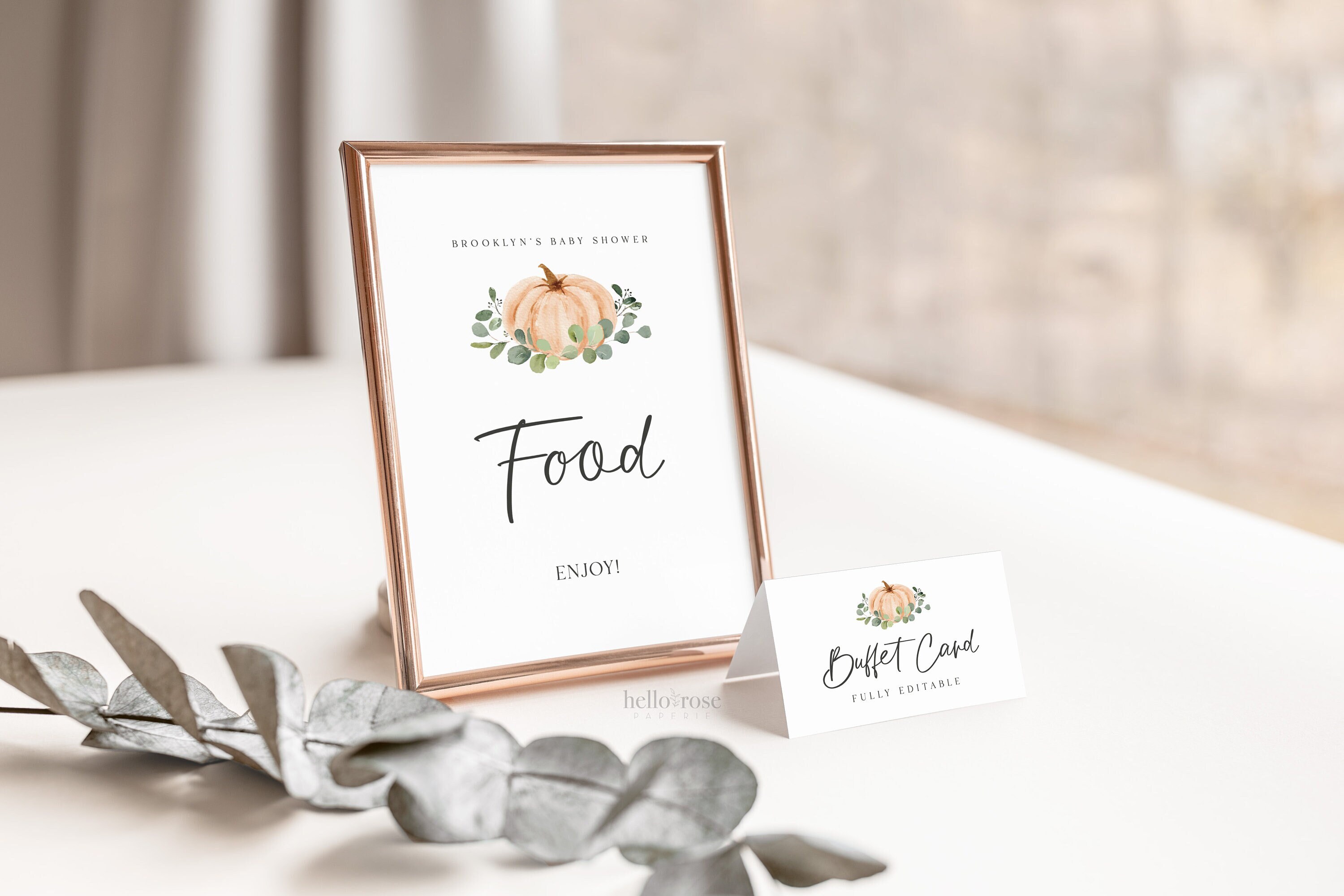 Food Table Sign + Buffet Cards Template . Little Pumpkin Baby Shower ...