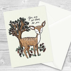 You Are so Dear to Me Greeting Card / Blank Note Card / Cute Animal Greeting Card / Valentine's Day Card / Fawn Card / Deer Card image 2