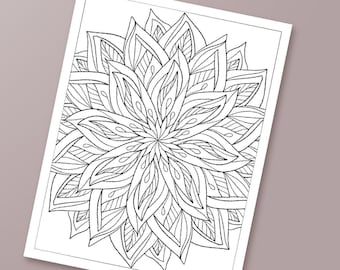 Hypnotizing Petals Coloring Sheet for Adults and Kids / Printable Coloring Page / Downloadable Colouring Sheet /  Mandala Coloring Page