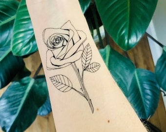 Delicate Rose Temporary Tattoo / Flower Design / Rose Art / Botanical Tattoo