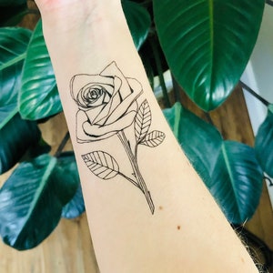 Delicate Rose Temporary Tattoo / Flower Design / Rose Art / Botanical Tattoo