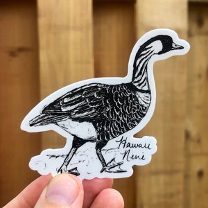 Hawaii State Bird Nene Sticker / Bird Sticker  / Hand Drawn Nene Sticker / Black and White Vinyl Sticker / Nene Sticker