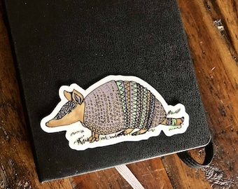 Armadillo Sticker / Armadillo Gift / Texas Sticker  / Cute Armadillo Drawing / Animal Sticker / Armadillo  Decal / Vinyl Sticker