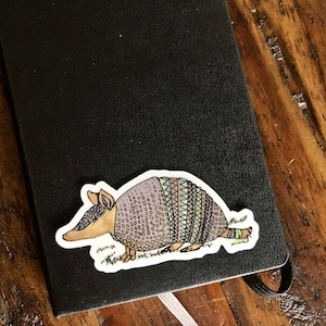 Armadillo Sticker / Armadillo Gift / Texas Sticker  / Cute Armadillo Drawing / Animal Sticker / Armadillo  Decal / Vinyl Sticker