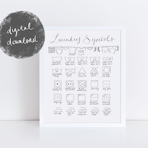 Printable Laundry Symbol Sign / Laundry Room Art / Laundry Room Decor / Laundry Symbols Guide / Laundry Care / Printable Art